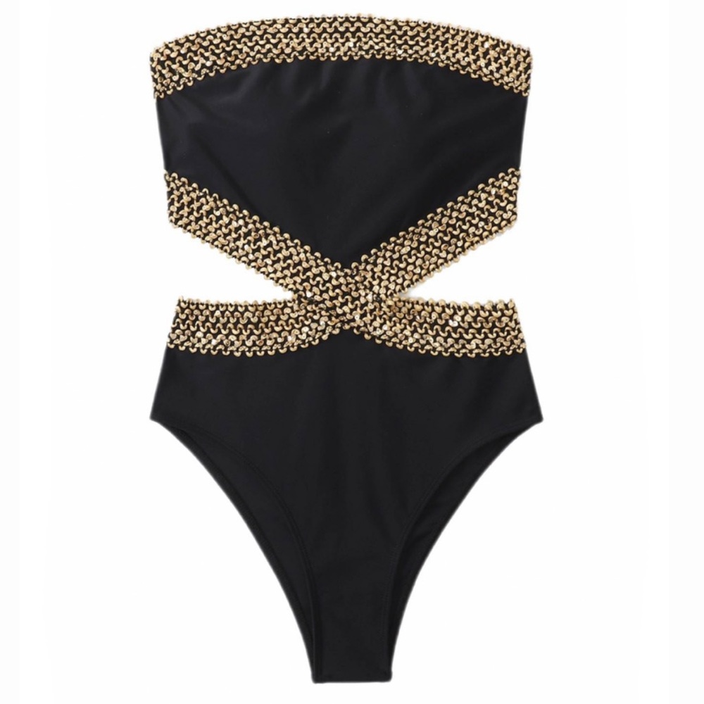 Milumia Stitch Detail Strapless One Piece Swimsuit